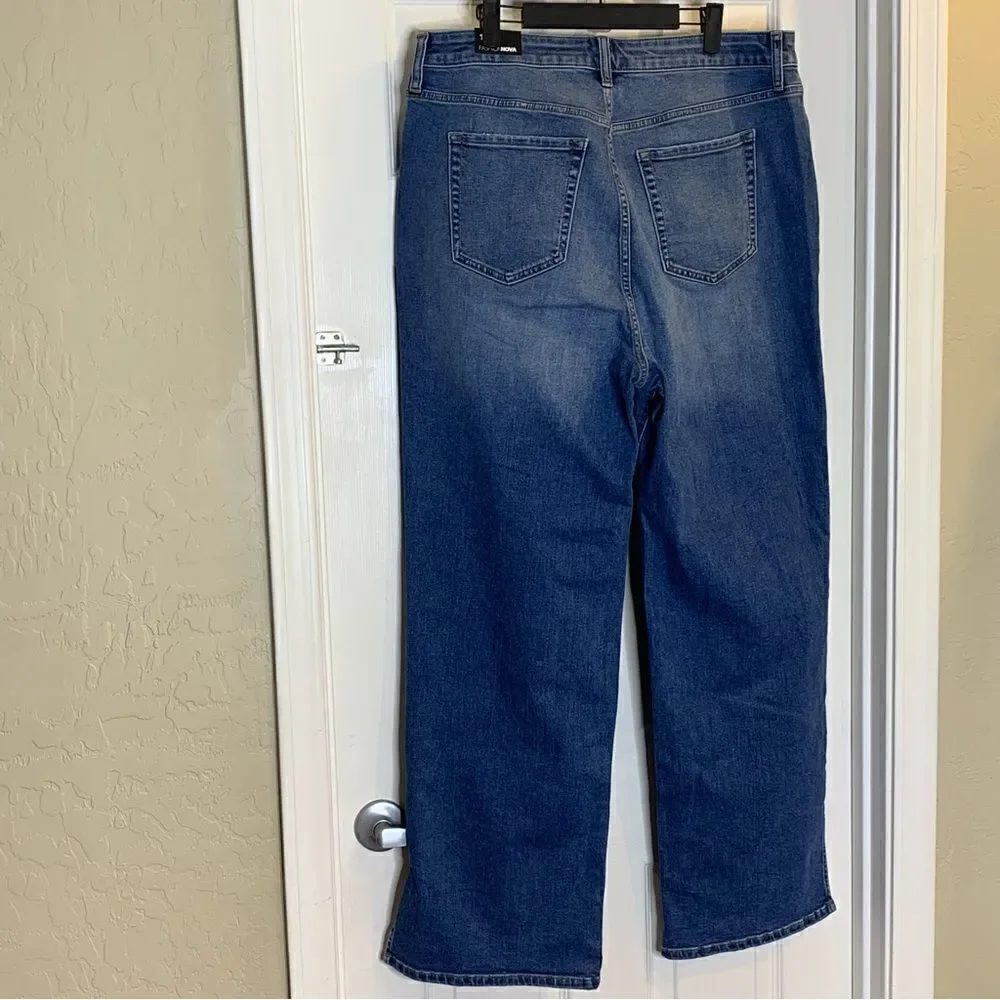 Fashion Nova Killing Em Softly Side Split Jean High Rise Wide Leg Size 18